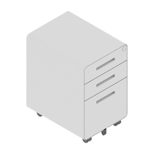 Curvi Mobile Pedestal (3 drawers) - White